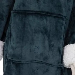 Manta camisola com capuz azul petróleo