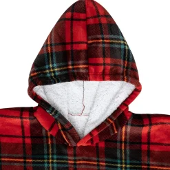 Manta camisola com capuz tartan vermelho
