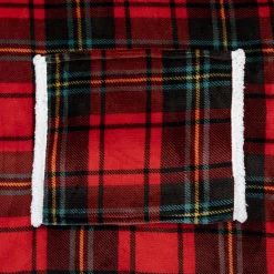 Manta camisola com capuz tartan vermelho