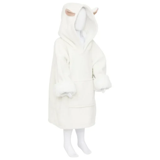 Manta camsiola branco com capuz ovelha