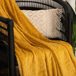 Manta losangos ocre 180x230cm