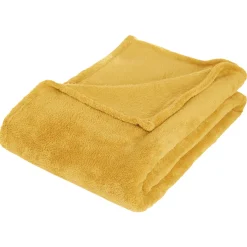 Manta microfibra ocre 125x150cm