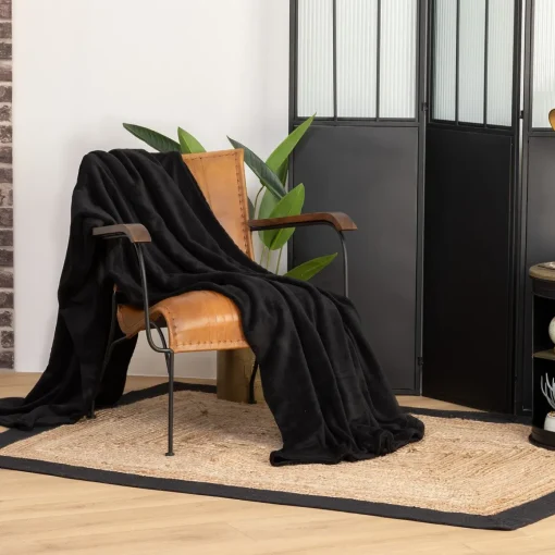 Manta microfibra preta 180x230cm
