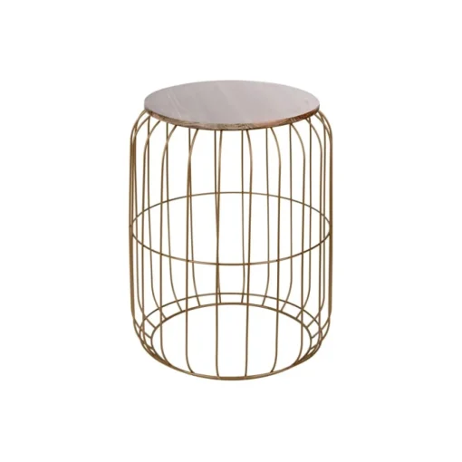 Mesa de apoio FLYO dourada em metal e madeira 50cm