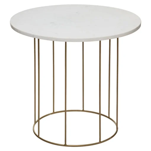 Mesa de apoio GARANCE branca em mármore 55x60cm