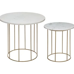 Mesa de apoio GARANCE branca em mármore 55x60cm