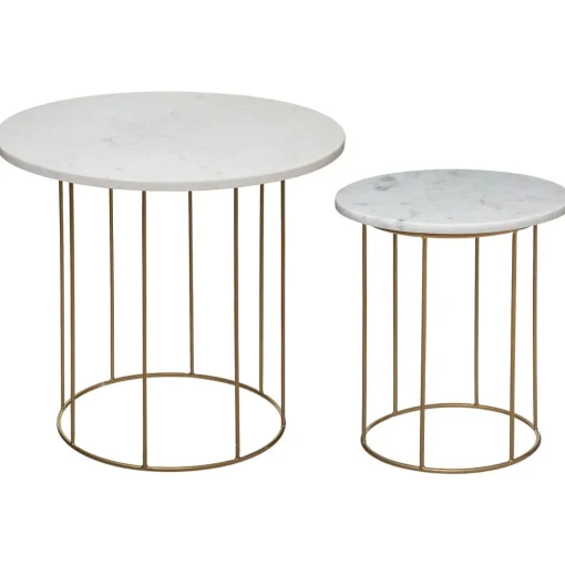 Mesa de apoio GARANCE branca em mármore 55x60cm