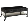 Mesa de centro com 4 gavetas SEVIN cinza escuro em metal