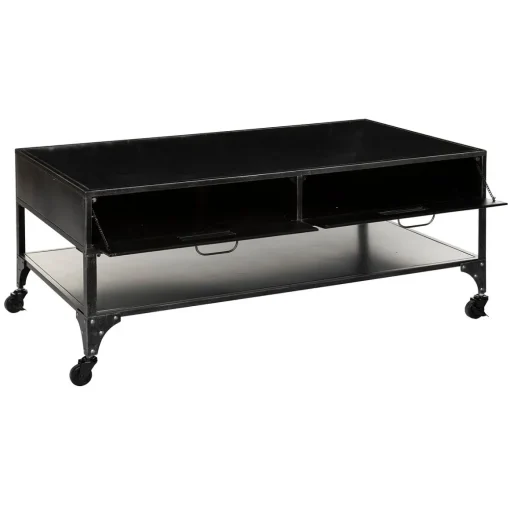 Mesa de centro com 4 gavetas SEVIN cinza escuro em metal