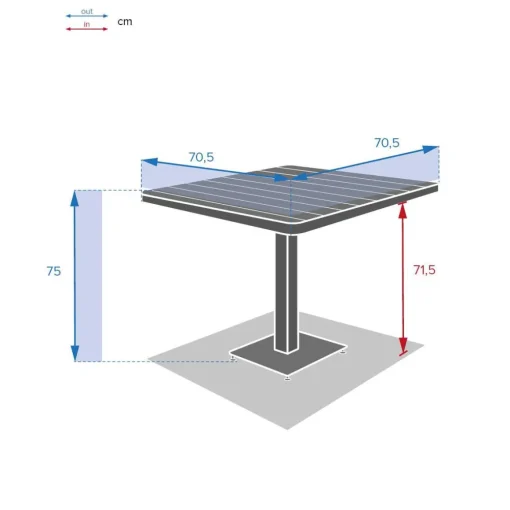 Mesa de exterior bistrô TYLA em alumínio e madeira acácia