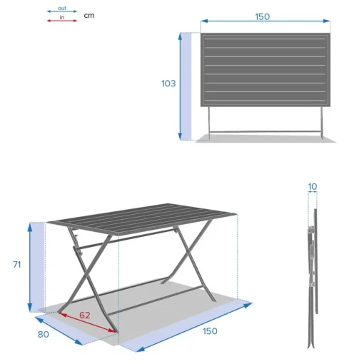 Mesa encartável AZUA cinza graphite