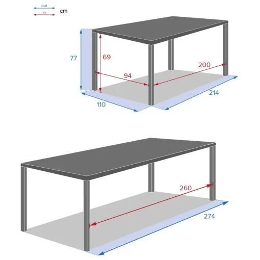 Mesa extensível automática ÉVASION seigle e graphite 214-274cm