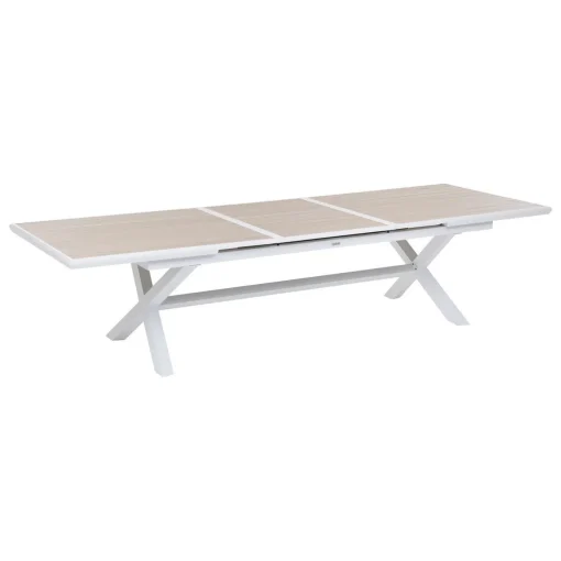 Mesa extensível AXIOME linho e branco 250-330cm