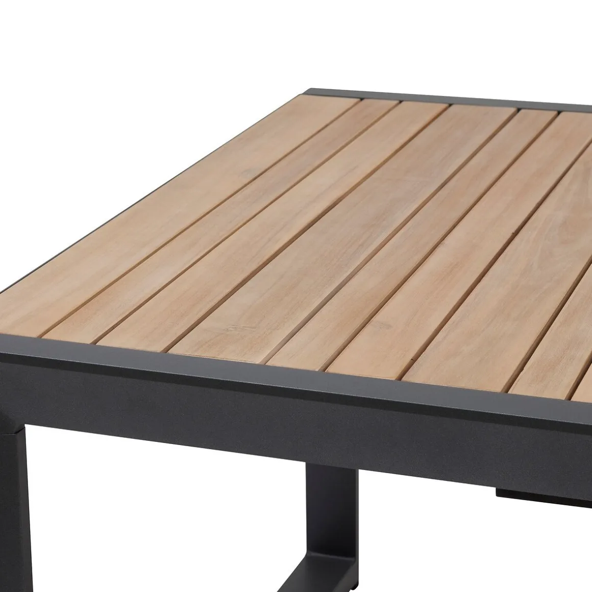 Mesa extensível corvo em alumínio e madeira acácia 220-340cm