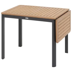 Mesa extensível FOLYA em alumínio e madeira eucalipto