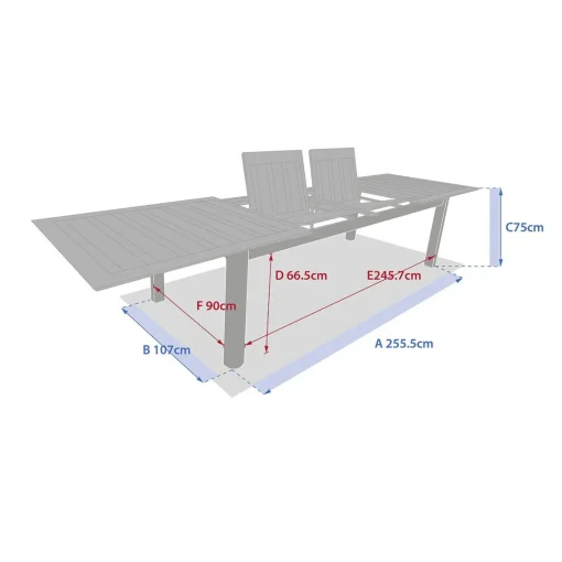 Mesa extensível MICEIRA em alumínio