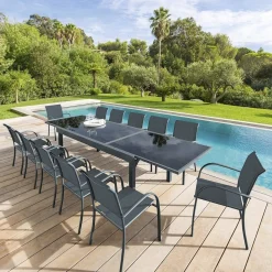 Mesa extensível PIAZZA cinza graphite 200-320cm