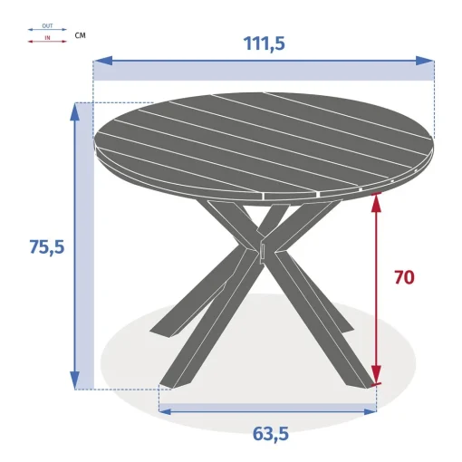 Mesa ORIENGO redonda branca em madeira acácia 111,5cm