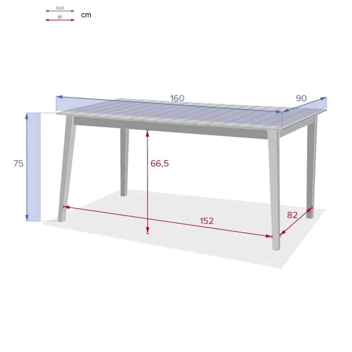 Mesa TIWI castanha em madeira acácia 6 pessoas