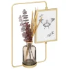 Moldura 10x15cm em metal com jarra com flor artificial