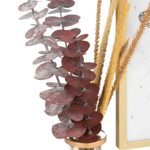 Moldura 10x15cm em metal com jarra com flor artificial