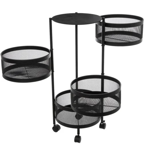 Móvel de apoio redondo MAYAJ preto em aço 33x76cm