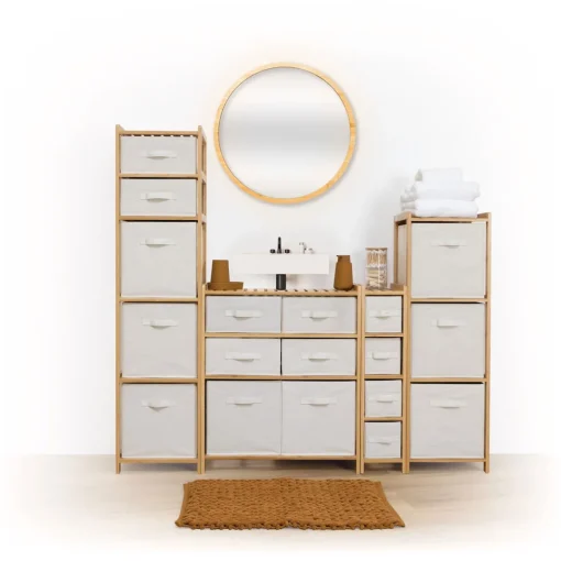 Móvel wc TIDY BOX em bambu com 3 gavetas