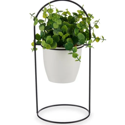 Planta artificial com suporte preto em metal 30cm