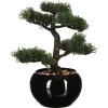 Planta bonsai artificial com vaso preto de cerâmica 36cm