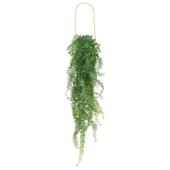 Planta suspensa com vaso dourado em cerâmica