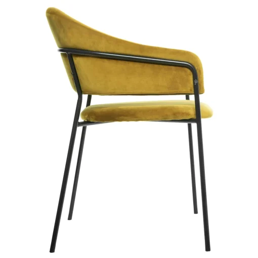 Poltrona com braços SIRON amarela de veludo