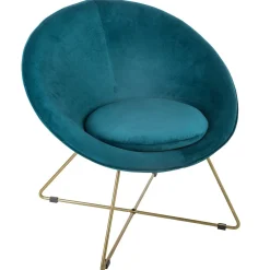 Poltrona EVAN azul em veludo