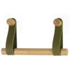 Porta rolos wc em bambu com alça verde caqui