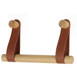 Porta rolos wc em bambu com alça caramelo