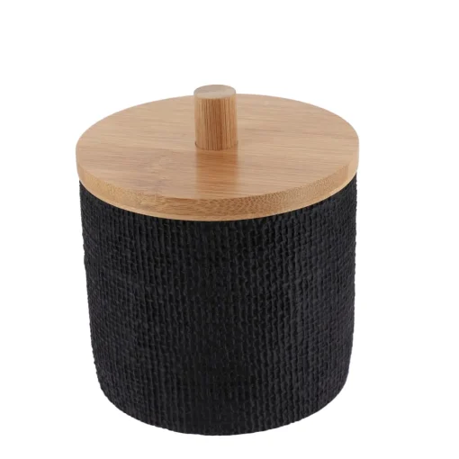 Pote para algodão efeito malha preto