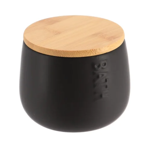 Pote wc BATH preto em dolomite e bambu