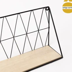 Prateleira de parede em metal e mdf 48cm