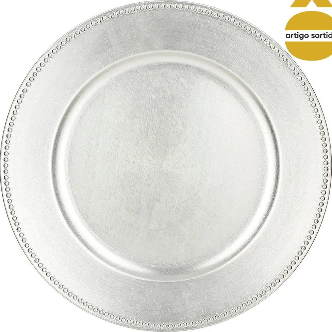 Prato marcador prateado 33cm