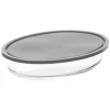 Prato oval para forno em vidro com tampa