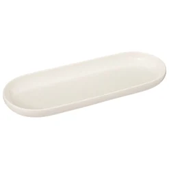 Prato oval travessa NORA branca em porcelana 9x23cm