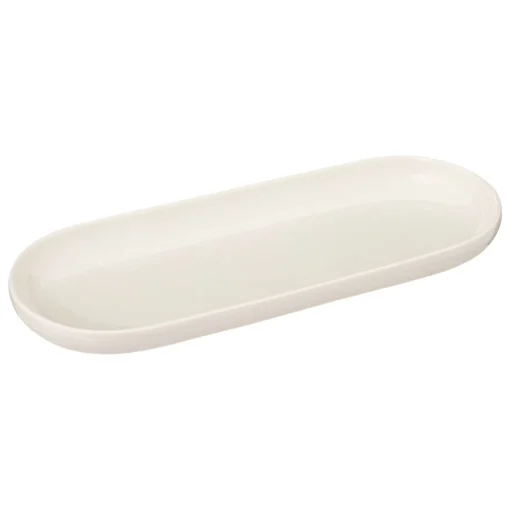 Prato oval travessa NORA branca em porcelana 9x23cm