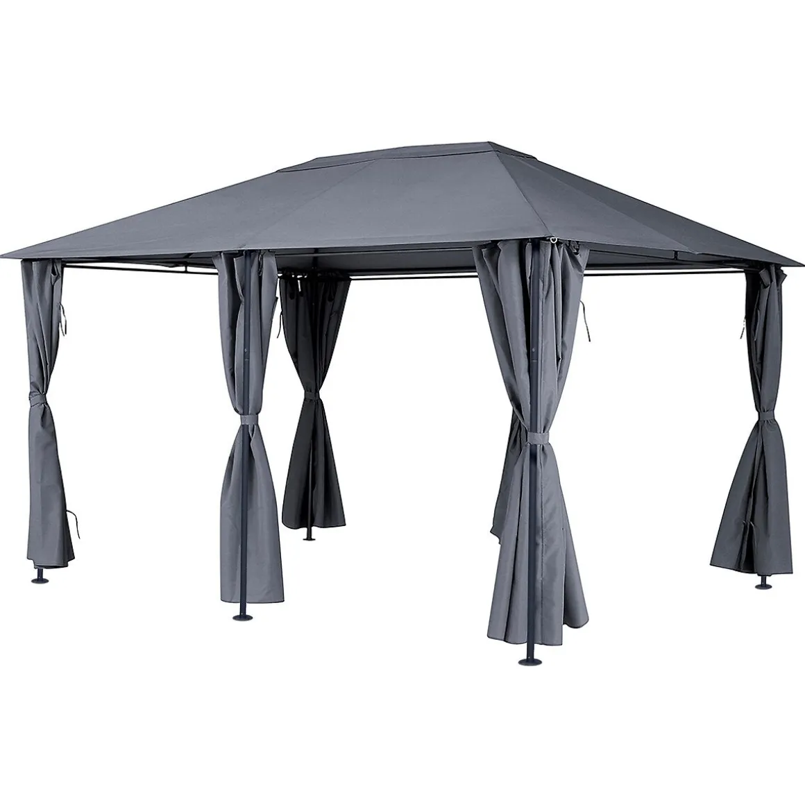 Pérgola SANTORINI cinza ardósia com cortinas 3x4m