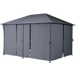 Pérgola SANTORINI cinza ardósia com cortinas 3x4m