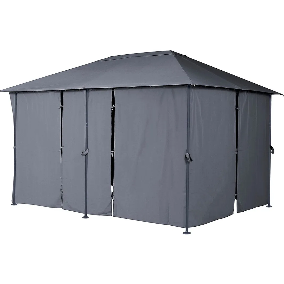 Pérgola SANTORINI cinza ardósia com cortinas 3x4m