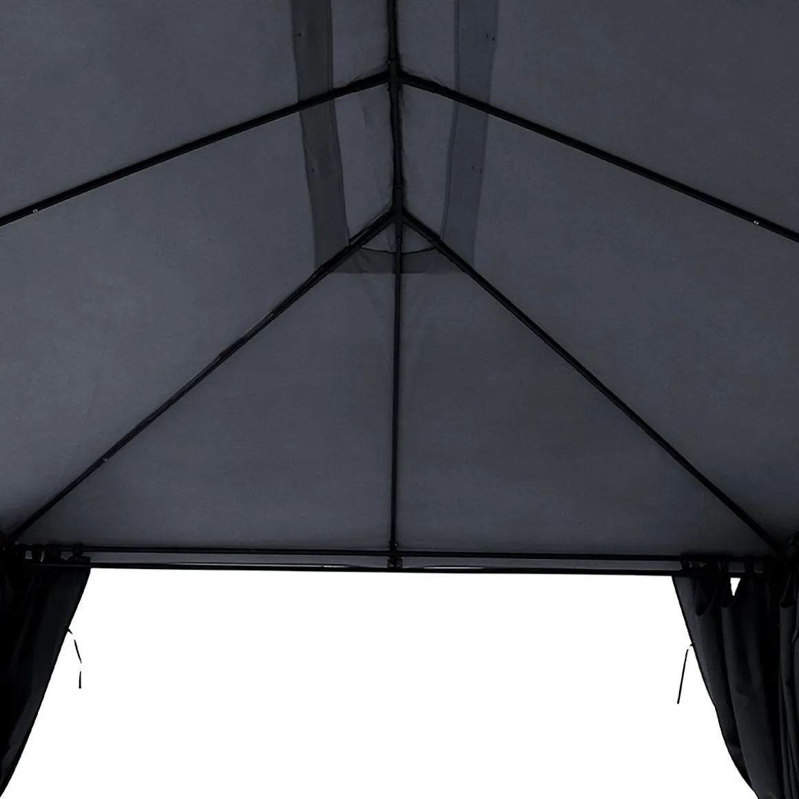 Pérgola SANTORINI cinza ardósia com cortinas 3x4m