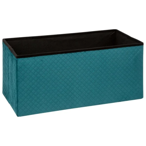 Pufe duplo veludo azul com arrumação