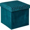 Pufe LIAM azul em veludo 38x38cm
