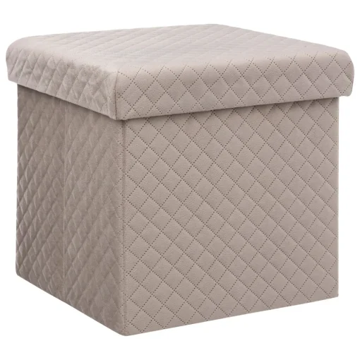 Pufe MIXMODUL em veludo linho bege 31x31cm