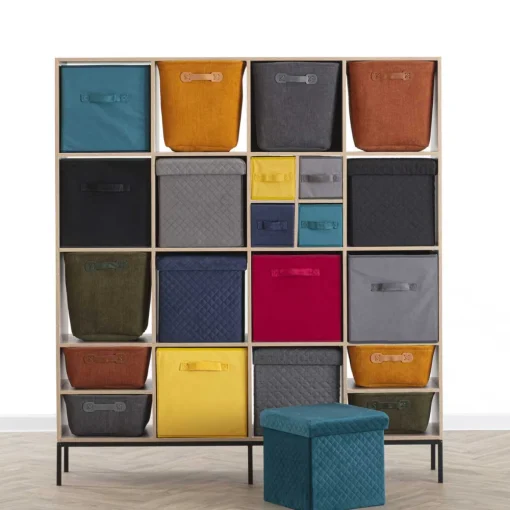 Pufe MIXMODUL em veludo preto 31x31cm