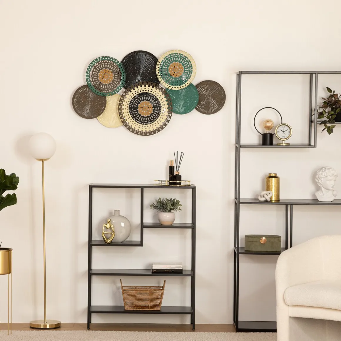 Quadro decorativo azul em metal 112x6x64cm